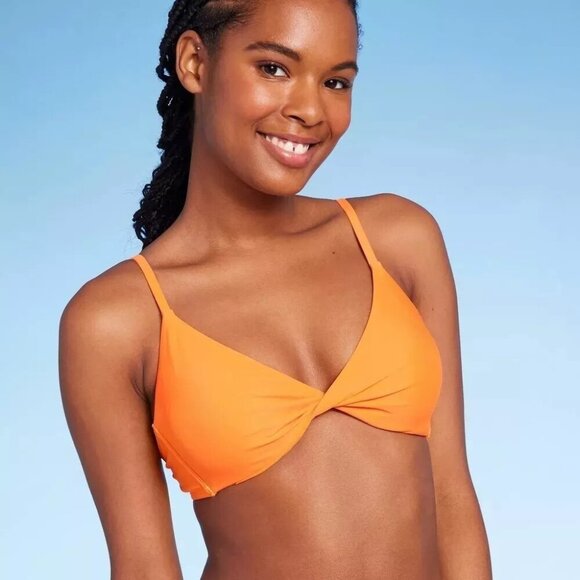 Wild Fable Bright Orange Twist Front Bralette Style Bikini Swim Top -- XXS 00 - Picture 1 of 5